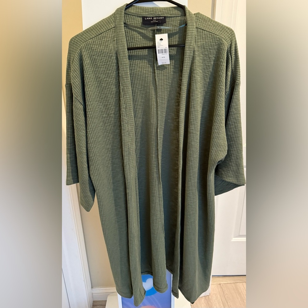 Lane Bryant Olive Green Open Cardigan